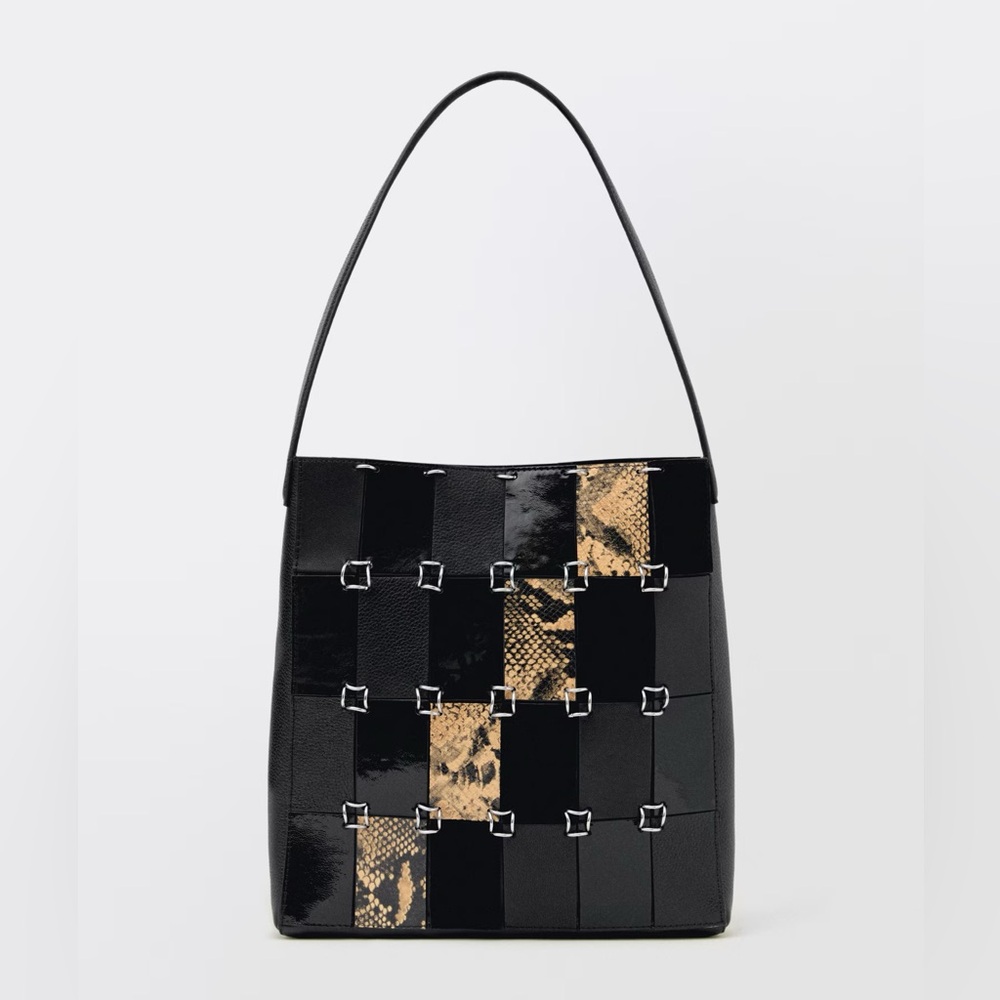 Mango Combined Patchwork Leather Bag - image 1